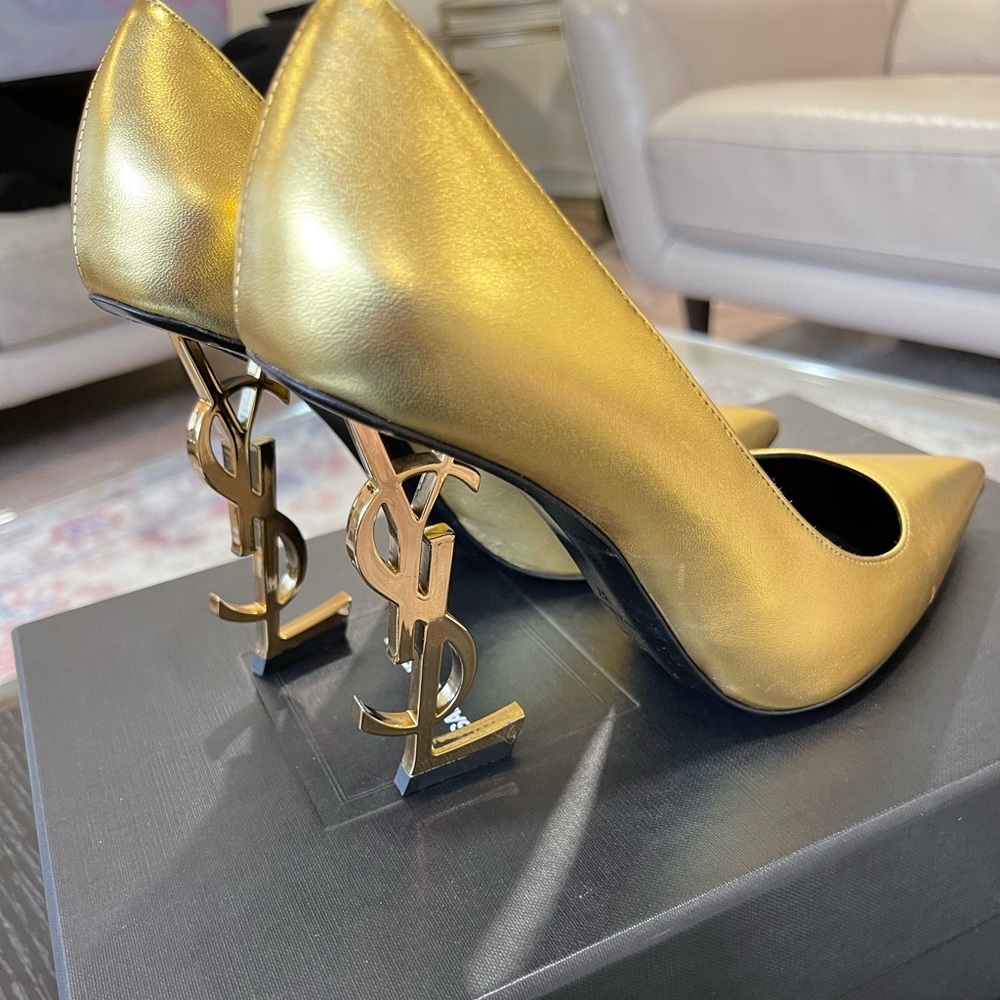 YSL gold opyum logo heel. Worn only 1 time.